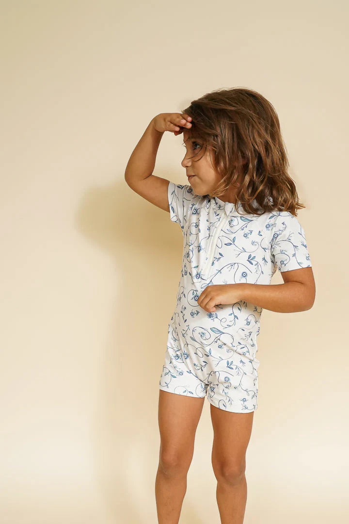 Short Sleeve Rashguard Swimsuit | UPF + Recycled - Scandi Floral | Pre-Order SS27