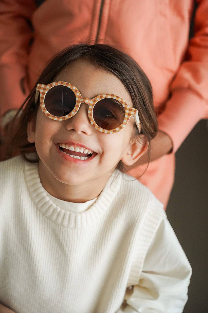 Original Round Sustainable Sunglasses | Bio-Based Bendable Polarized | Sienna Gingham | Pre-Order SS27