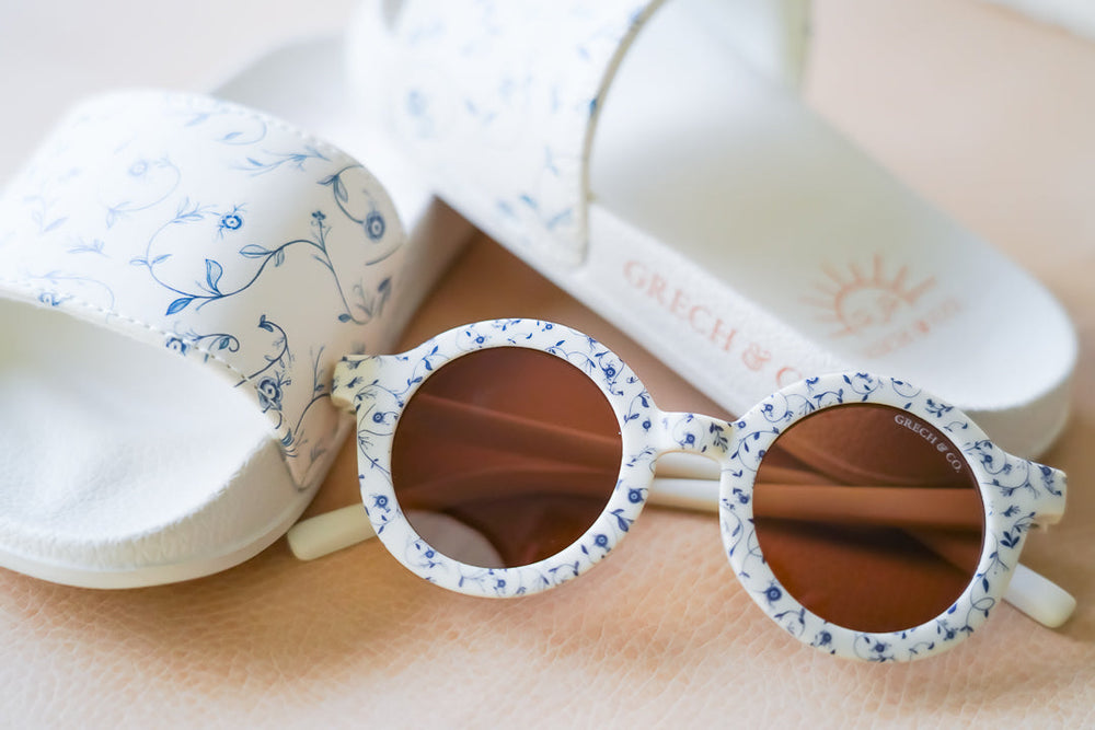 Original Round Sustainable Sunglasses | Bio-Based  Bendable Polarized | Scandi Floral