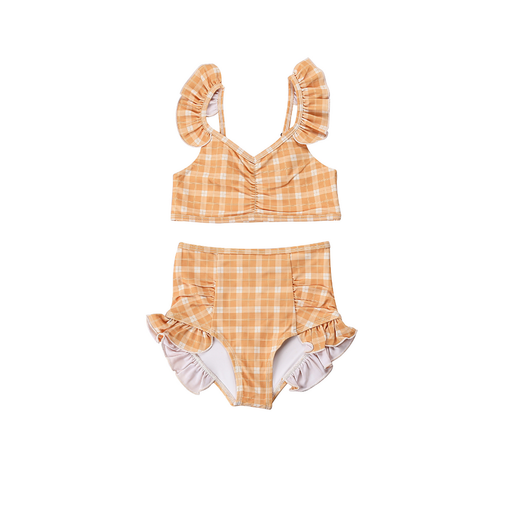 Ruffle 2 Piece Bikini | UPF + Recycled - Buckwheat Plaid | Pre-Order SS27