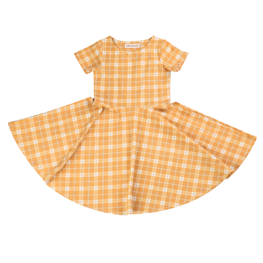 Sweetheart Twirl Dress | Organic Cotton Jersey - Buckwheat Plaid | Pre-Order SS27