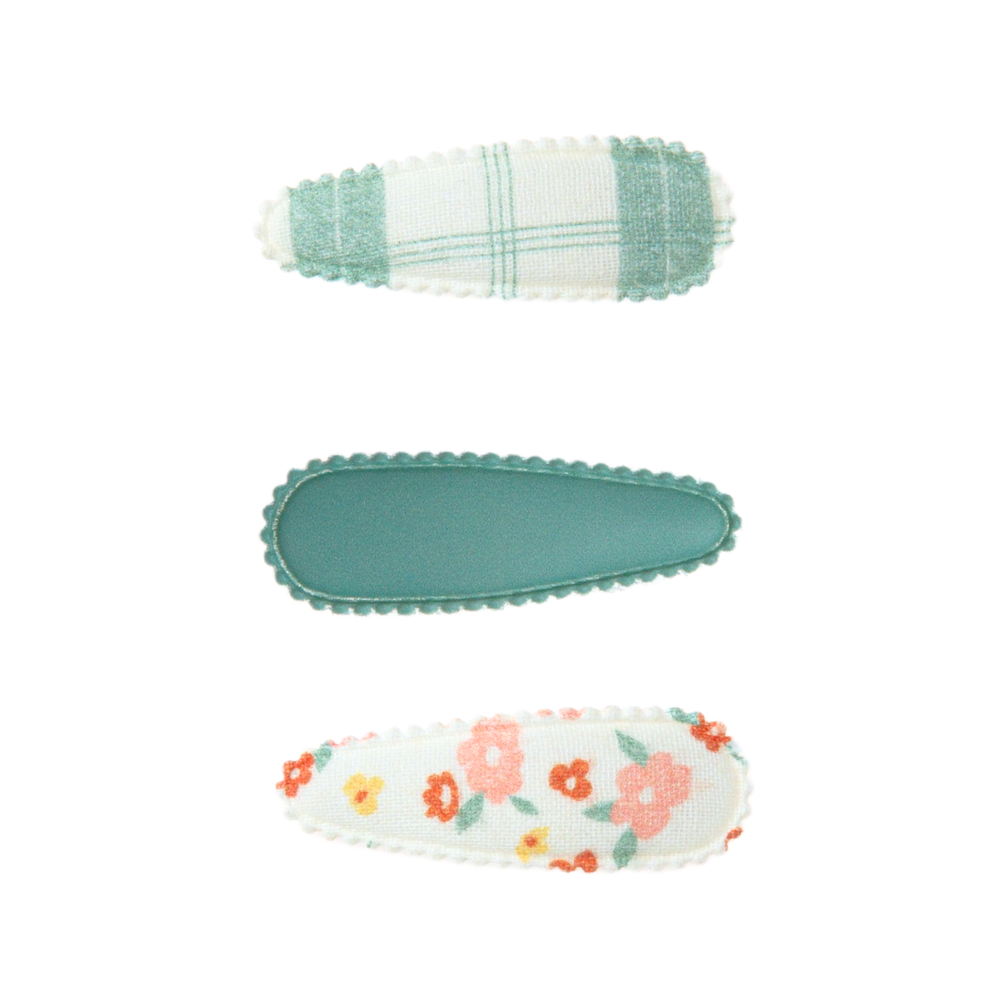 Cottage Snap Clips Set of 3 | Organic | Fern Plaid + Sunset Meadow | Pre-Order SS27