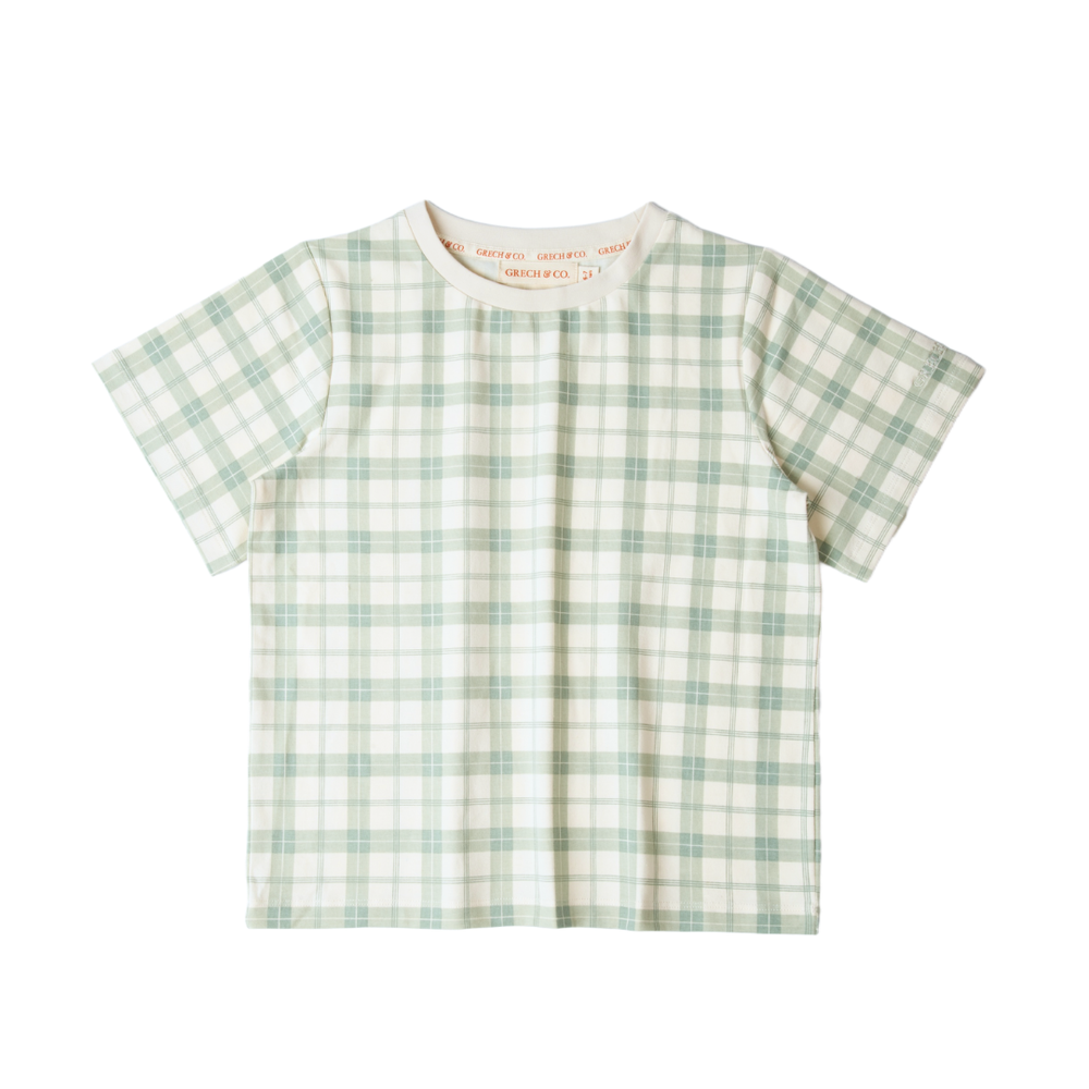 Oversized T-Shirt | Organic Cotton Jersey - Fern Plaid | Pre-Order SS27