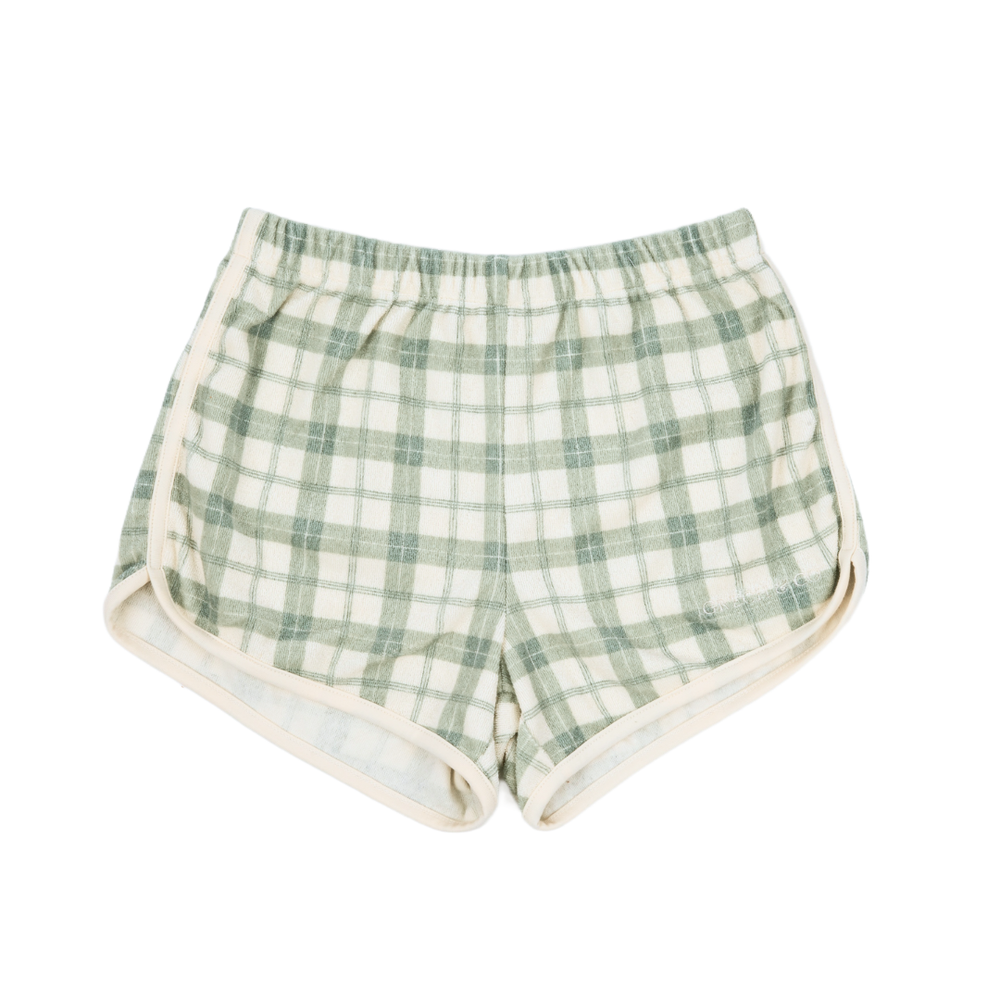 Retro Shorts | Organic Cotton Terry - Fern Plaid | Pre-Order SS27