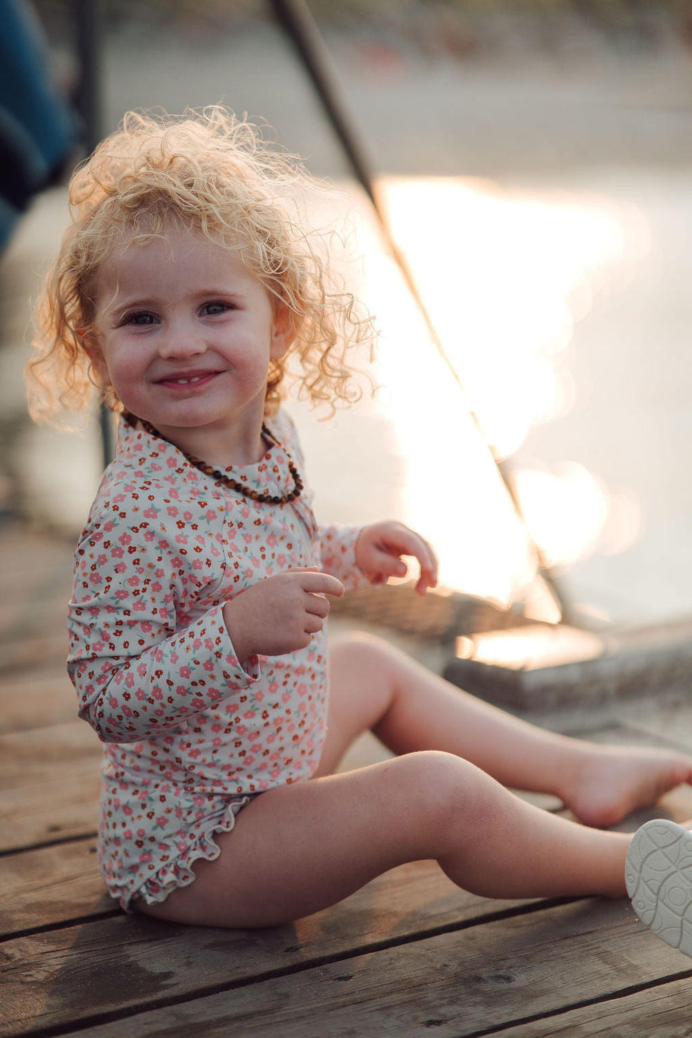 Long Sleeve Rashguard Ruffle Swimsuit | UPF + Recycled - Sunset Meadow | Pre-Order SS27
