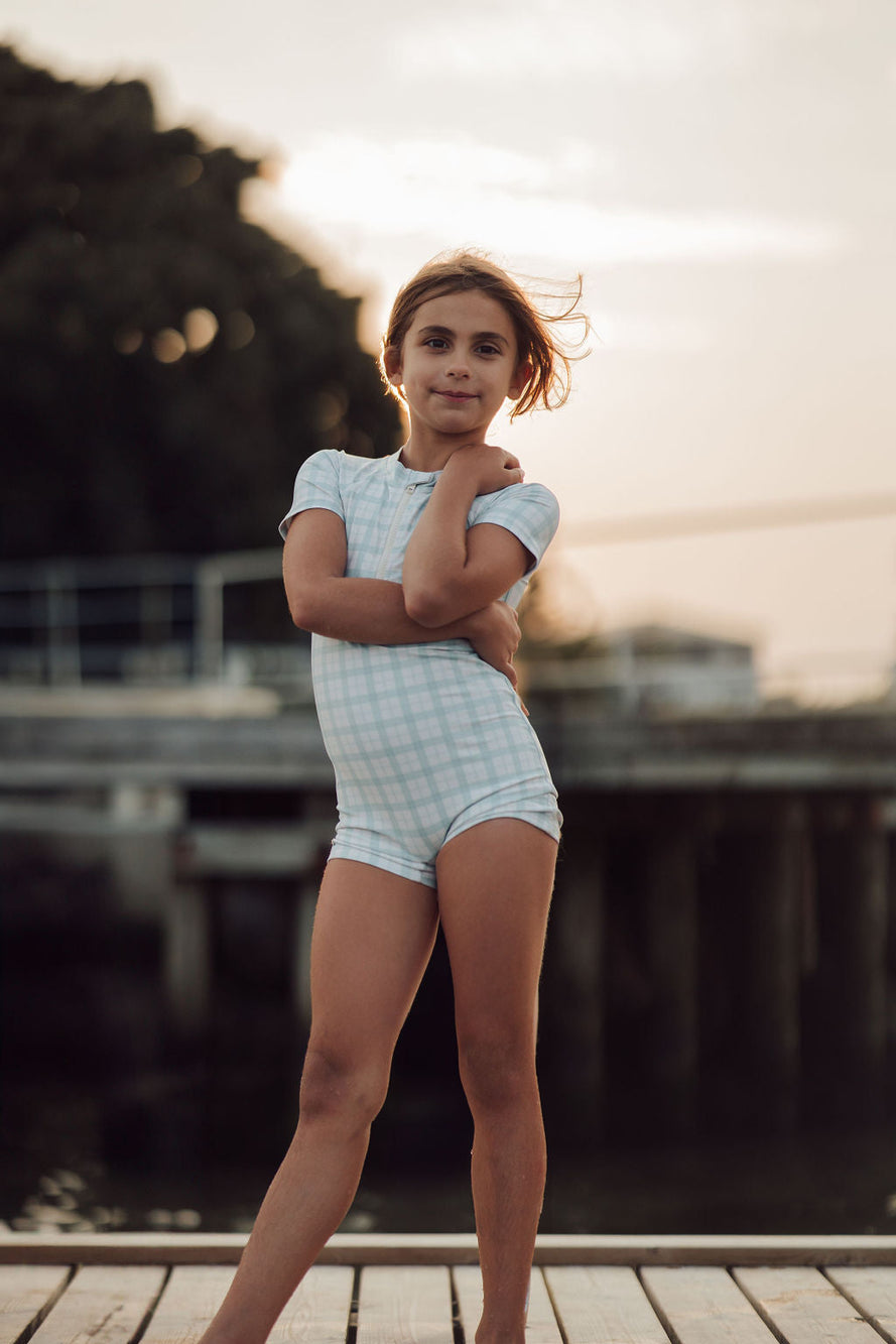 Short Sleeve Rashguard Swimsuit | UPF + Recycled - Fern Plaid | Pre-Order SS27