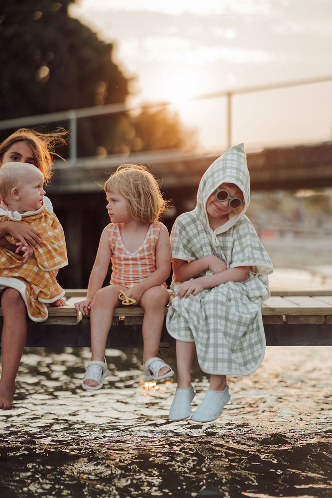 Bathing Towel Poncho | Organic Cotton - Fern Plaid | Pre-Order SS27