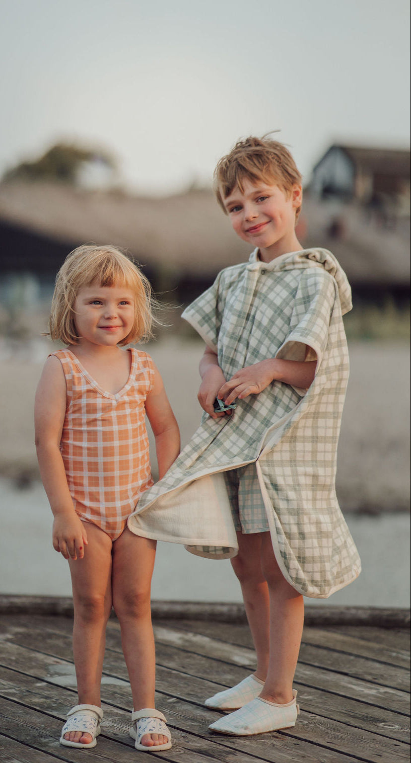 Sweetheart 1 Piece Swimsuit | UPF + Recycled - Buckwheat Plaid | Pre-Order SS27
