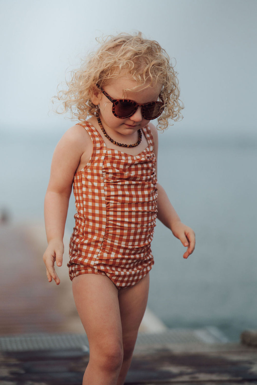 Vintage Girls 1 Piece Swimsuit | UPF + Recycled - Sienna Gingham | Pre-Order SS27