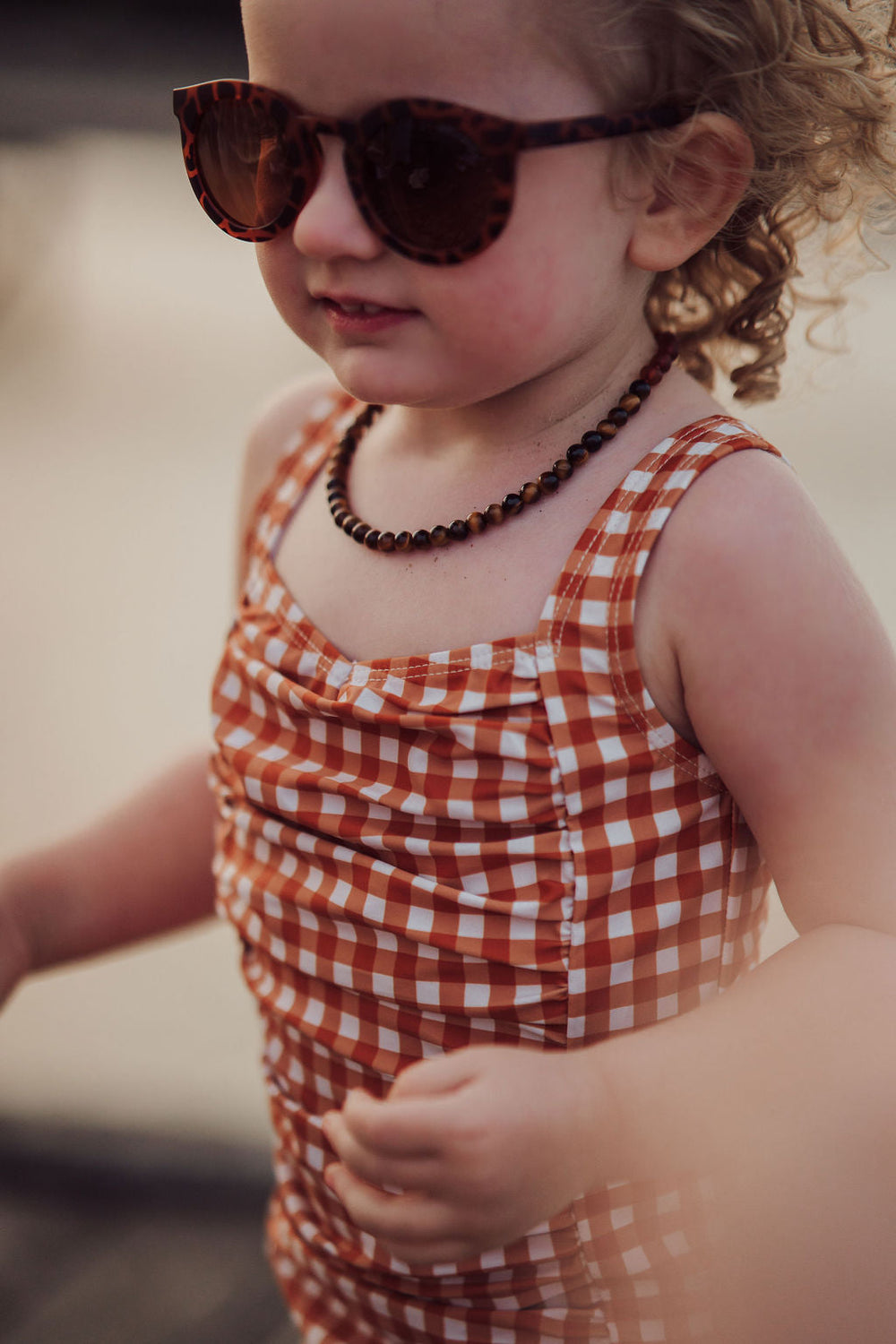 Vintage Girls 1 Piece Swimsuit | UPF + Recycled - Sienna Gingham | Pre-Order SS27