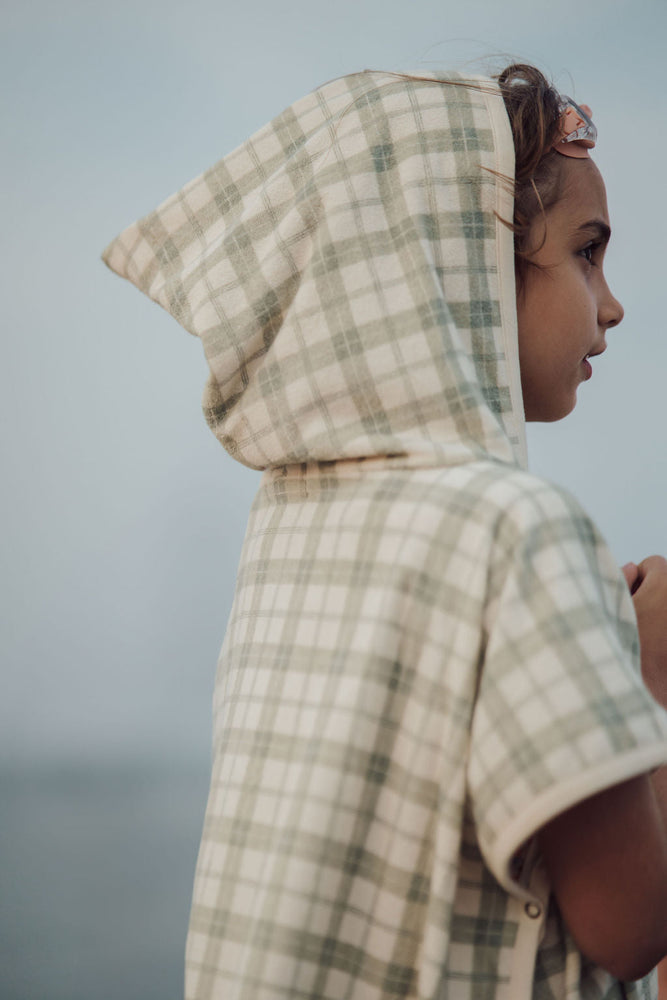 Bathing Towel Poncho | Organic Cotton - Fern Plaid | Pre-Order SS27