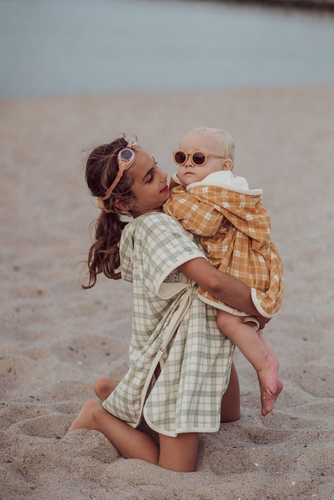 Bathing Towel Poncho | Organic Cotton - Fern Plaid | Pre-Order SS27