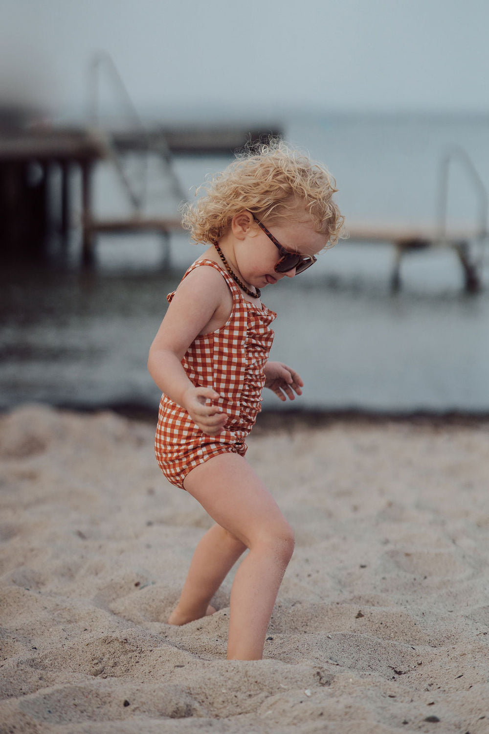 Vintage Girls 1 Piece Swimsuit | UPF + Recycled - Sienna Gingham | Pre-Order SS27