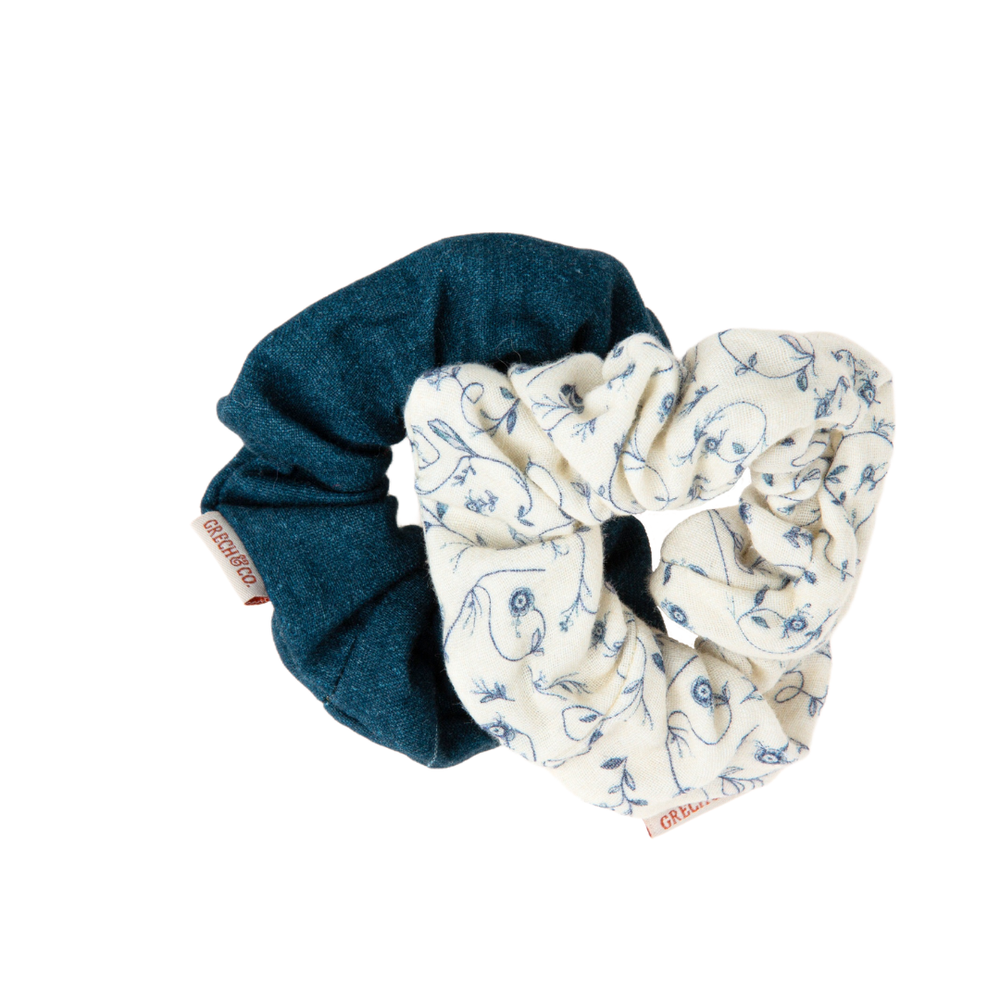 Hair Scrunchies  Set of 2 | Organic Cotton | Scandi Floral | Pre-Order SS27