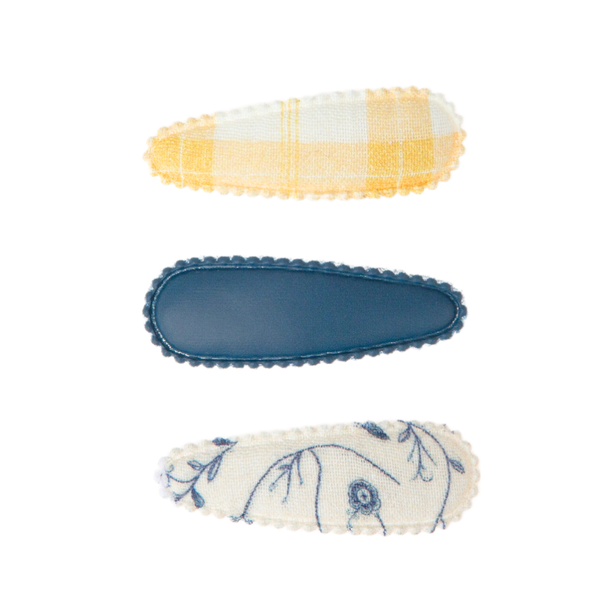 Cottage Snap Clips Set of 3 ~ Scandi Floral + Buckwheat Plaid