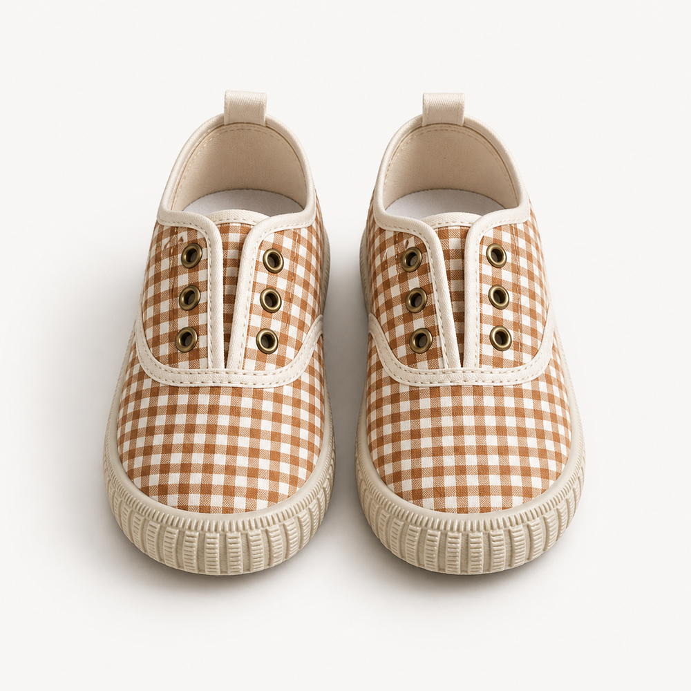 Sienna Gingham children's canvas slip-on shoes