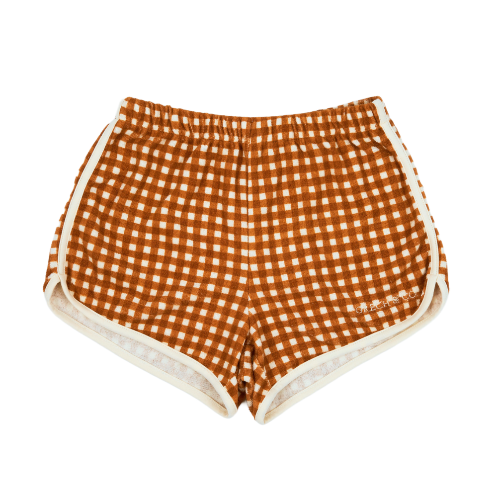 Retro Shorts | Organic Cotton Terry - Sienna Gingham | | Pre-Order SS27