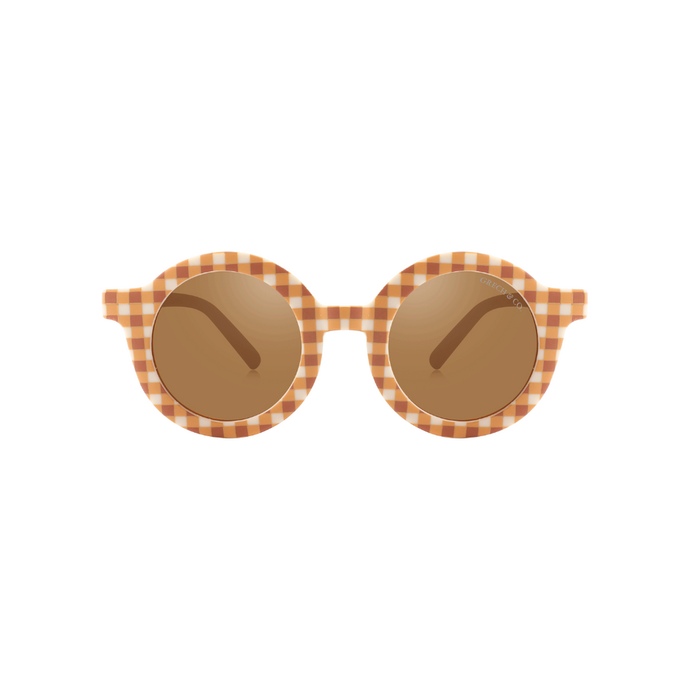 Original Round Sustainable Sunglasses | Bio-Based Bendable Polarized | Sienna Gingham | Pre-Order SS27