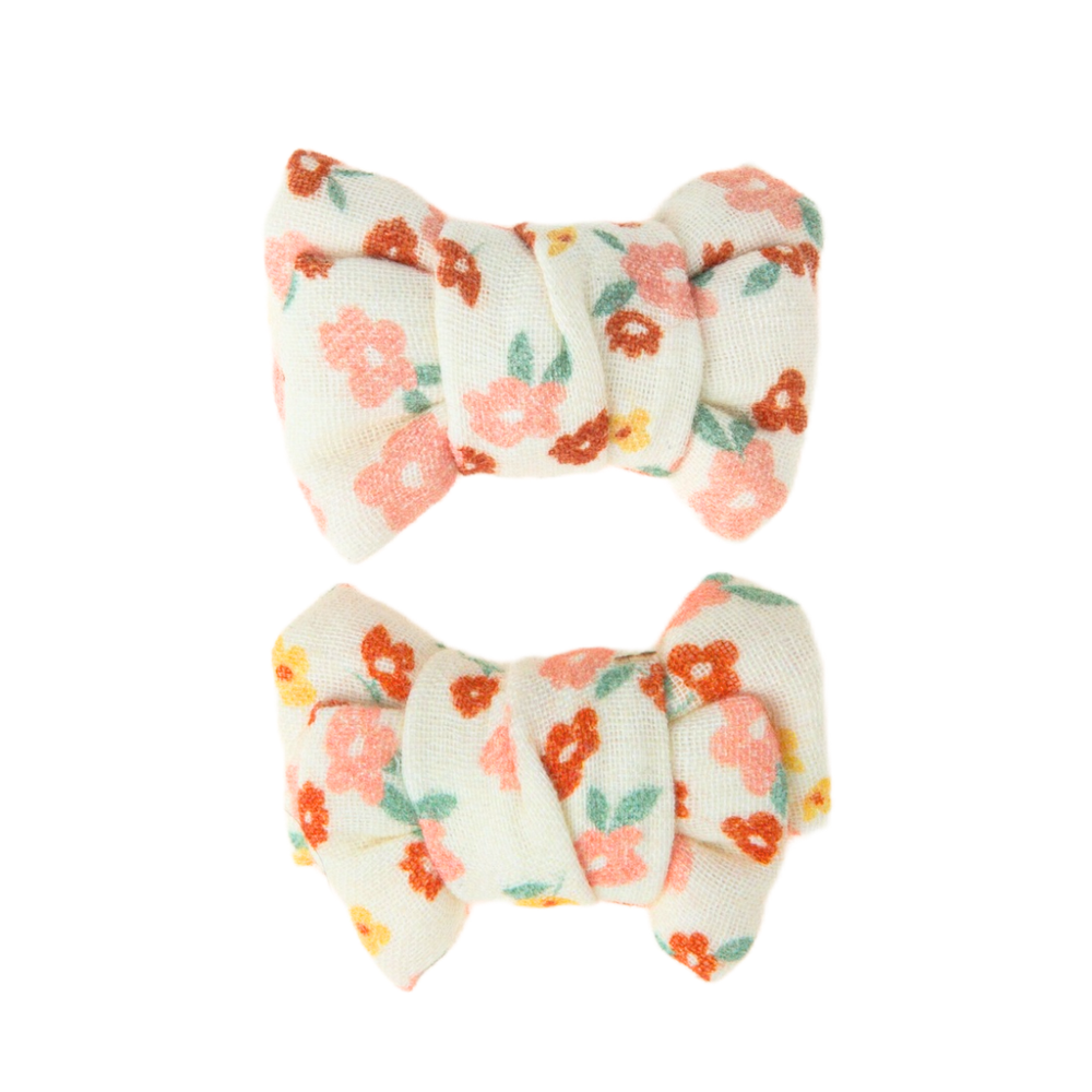 Pigtail Bow Hair Clips Set of 2 | Organic | Sunset Meadow | Pre-Order SS27