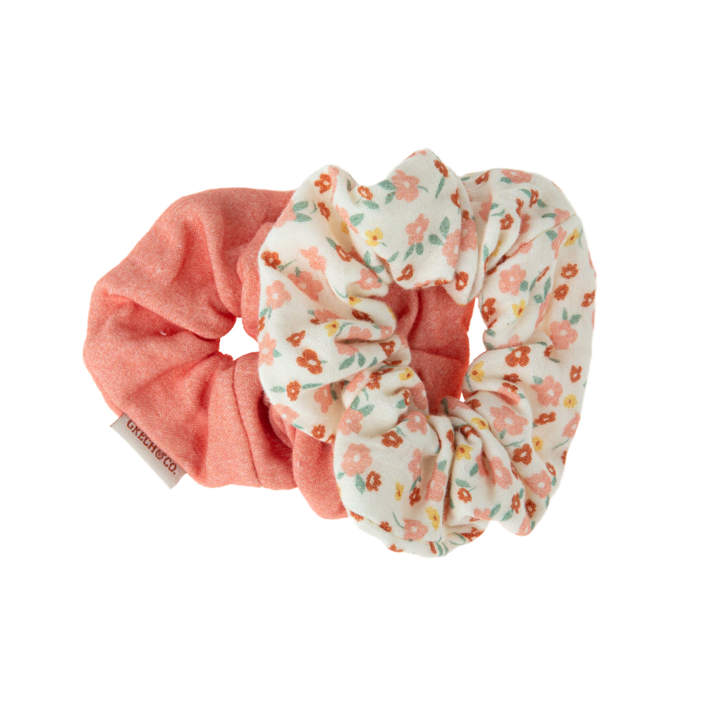Hair Scrunchies  Set of 2 | Organic Cotton | Sunset Meadow | Pre-Order SS27