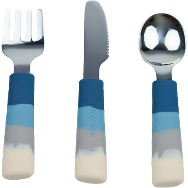 GRECH & CO. 3 Piece Cutlery Set | Color Splash Collection Tableware Desert Teal Ombre