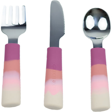GRECH & CO. 3 Piece Cutlery Set | Color Splash Collection Tableware Mauve Rose Ombre
