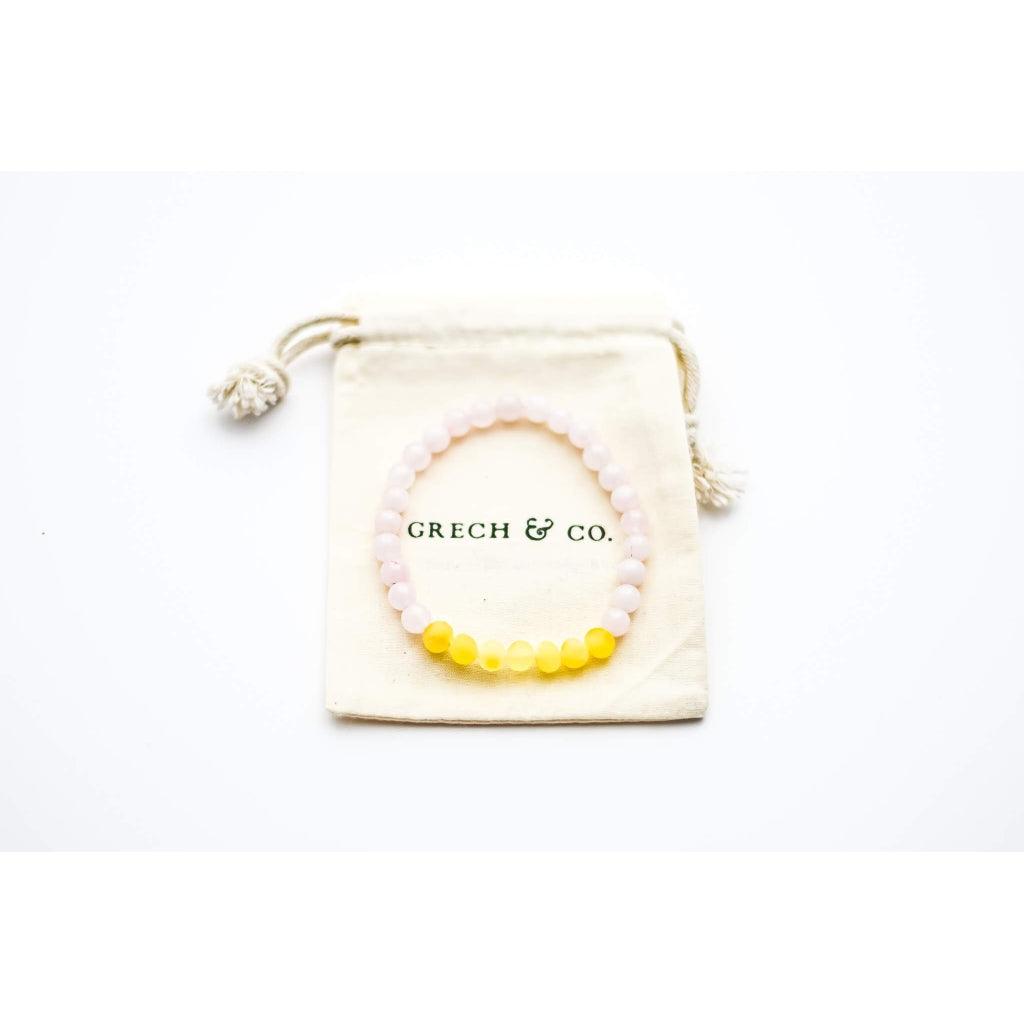 GRECH & CO. Adult Amber Bracelet 18 cm Jewelry Rose Quartz + Raw Milky