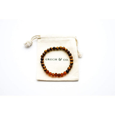GRECH & CO. Adult Amber Bracelet 18 cm Jewelry Tiger Eye + Raw Cognac
