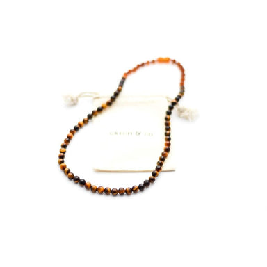 GRECH & CO. Adult Amber Necklace Jewelry Tiger Eye + Raw Cognac