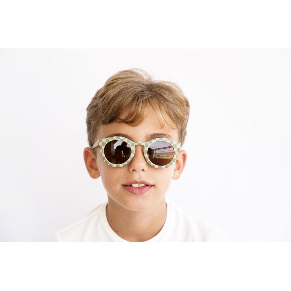 GRECH & CO. Classic: Bendable & Polarized Sunglasses-Baby Sunglasses Checks  Sunset  + Orchard