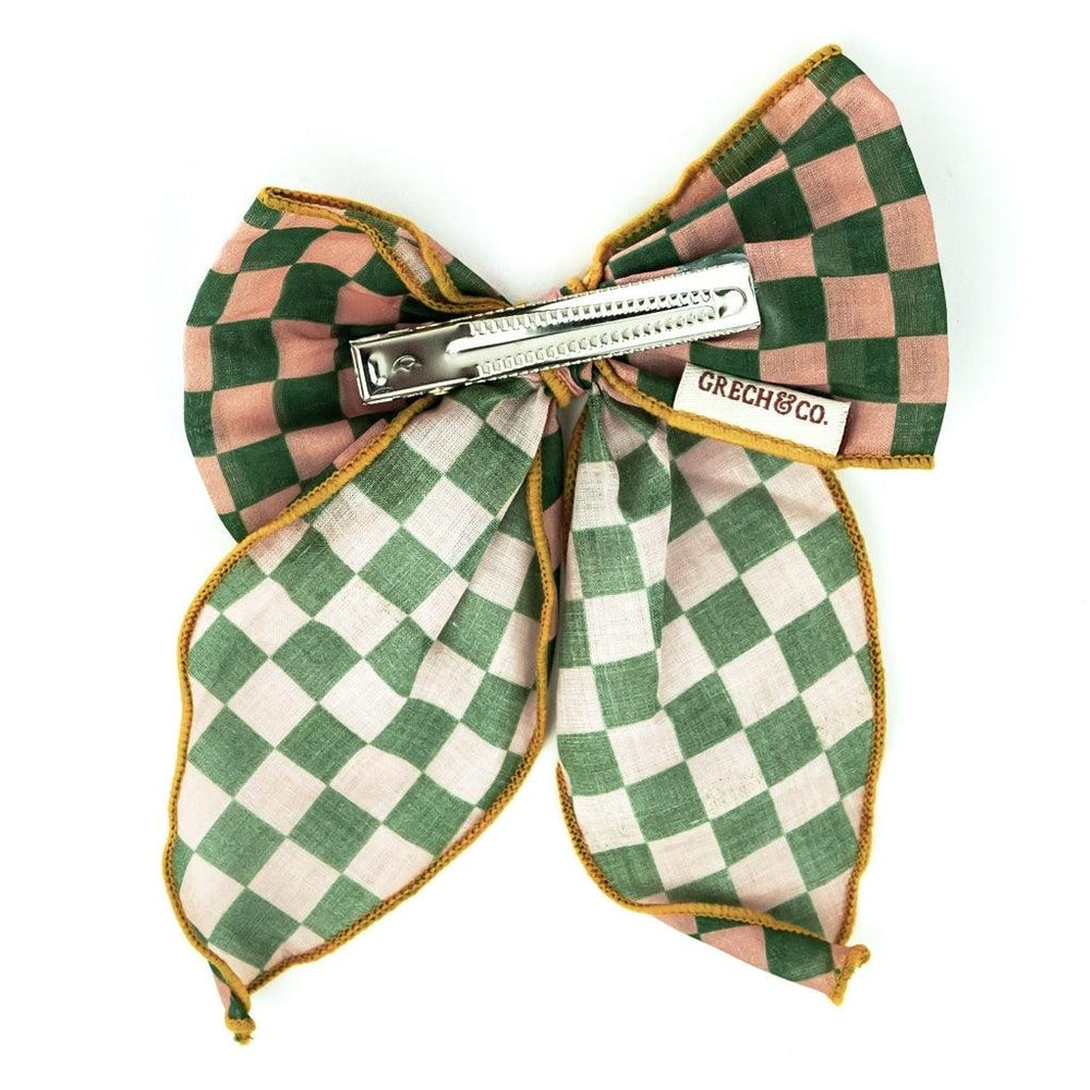 GRECH & CO. Fable Bow-Large Size Hair accessories Checks  Sunset  + Orchard