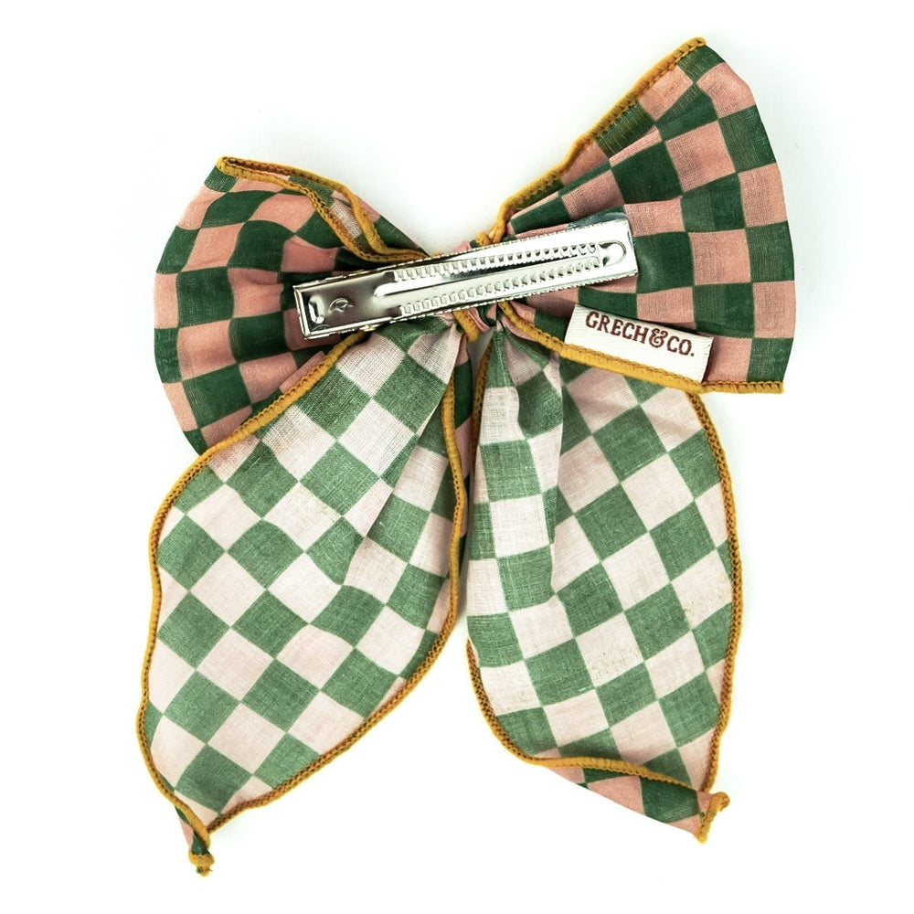 GRECH & CO. Fable Bow-Mid Size Hair accessories Checks  Sunset  + Orchard