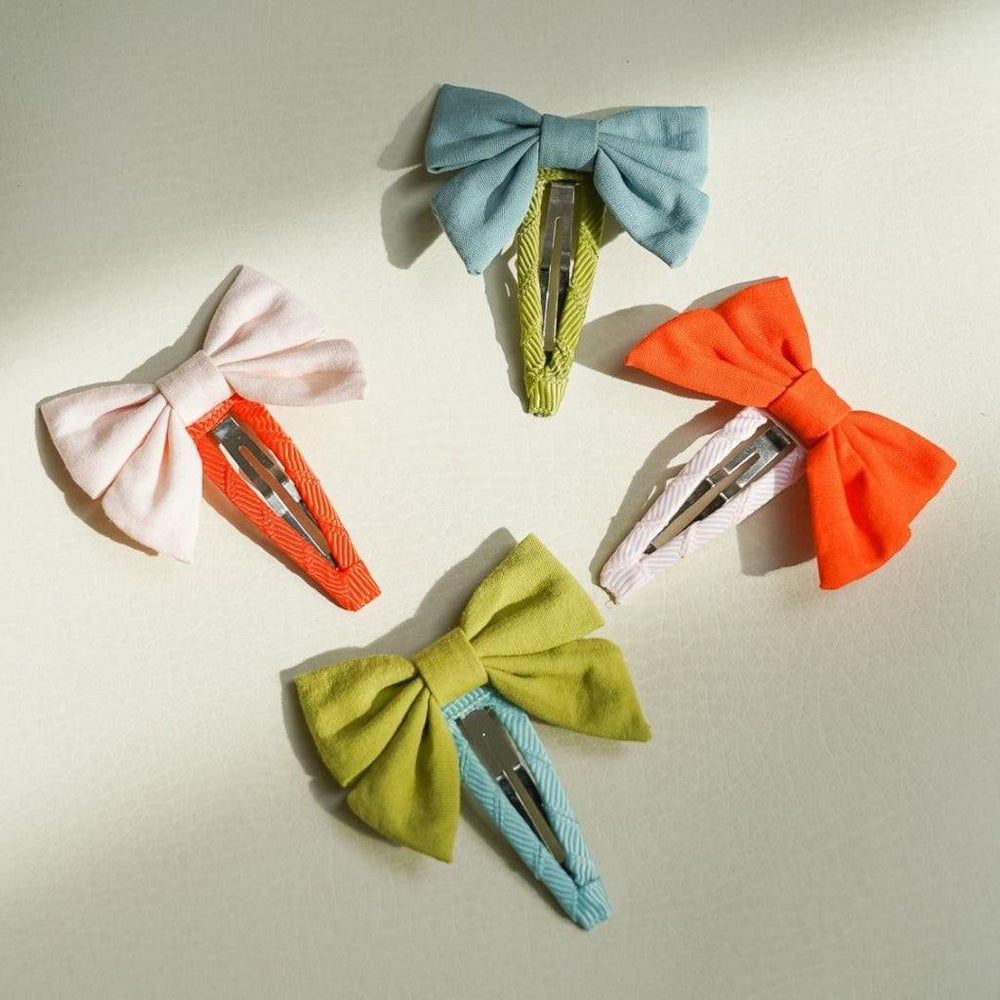GRECH & CO. Fable Bow Clips set of 2 Hair accessories Jade+Melon