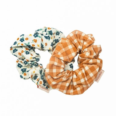 GRECH & CO. Hair Scrunchie set of 2 Hair accessories Sienna Gingham + Meadow