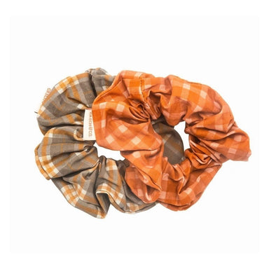 GRECH & CO. Hair Scrunchie set of 2 Hair accessories Sunset Gingham + Storm Plaid