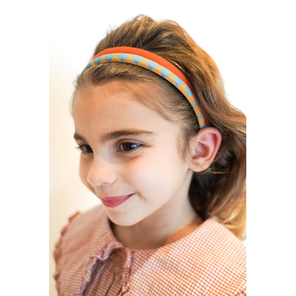 GRECH & CO. Headbands Set of 2 Hair accessories Checks  Laguna + Wheat