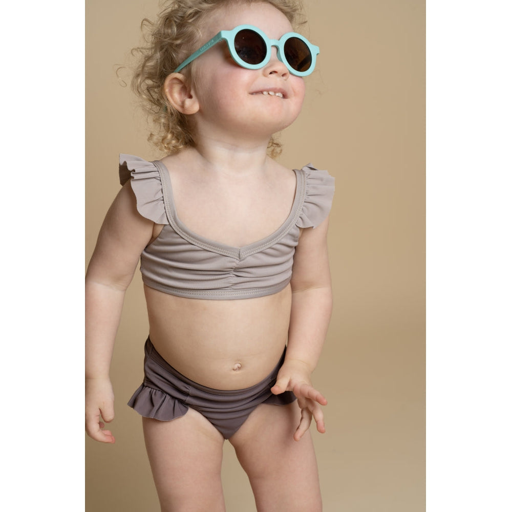 GRECH & CO. High Waist Bikini | UPF 50+ Swimsuit Recycled Clothing Creamy White，Fog