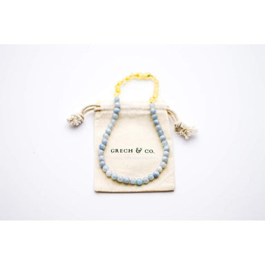 GRECH & CO. Kids Amber Necklace Jewelry Aquamarine, Raw Lemon