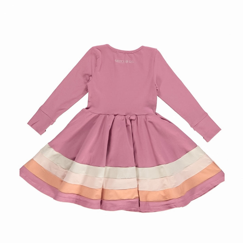GRECH & CO. Long Sleeve Twirl Dress | Ombre Clothing Mauve Rose Ombre