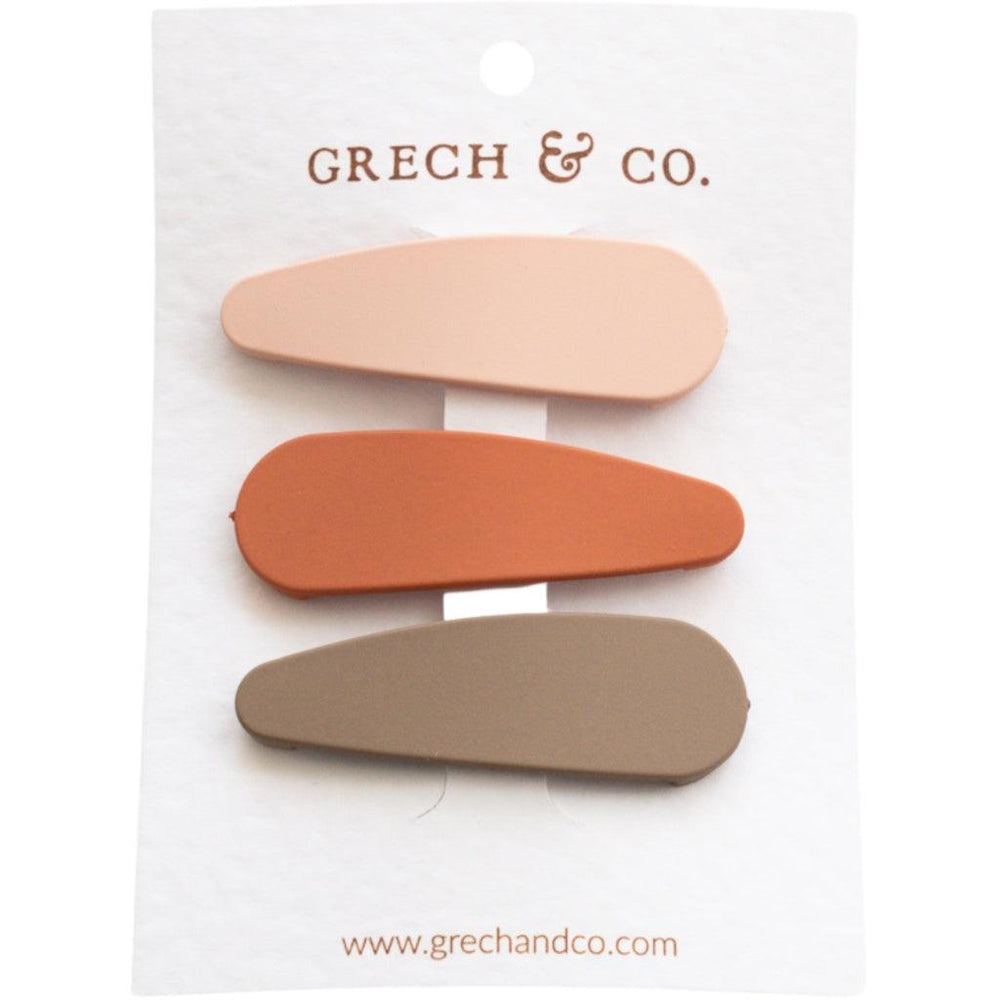 GRECH & CO. Matte Clips Set of 3 Hair clips Stone, Shell, Rust