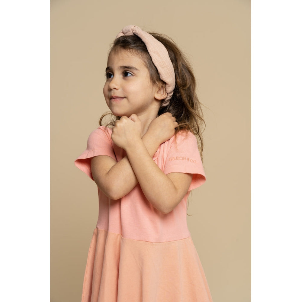 GRECH & CO. Open Heart Twirl Dress | GOTS Clothing Blush Bloom, Coral Rouge