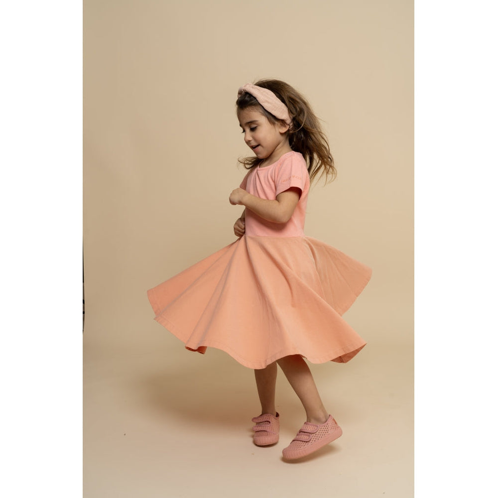GRECH & CO. Open Heart Twirl Dress | GOTS Clothing Blush Bloom, Coral Rouge