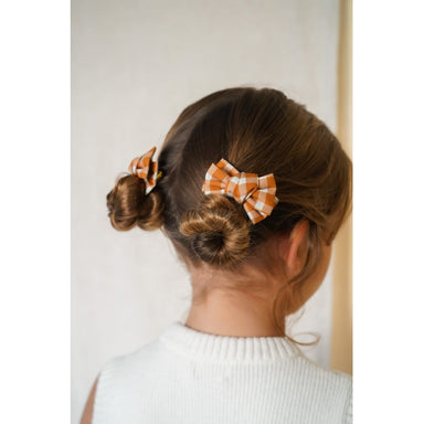 GRECH & CO. Pigtail Bow Hair Clips set of 2 Hair accessories Sienna Gingham
