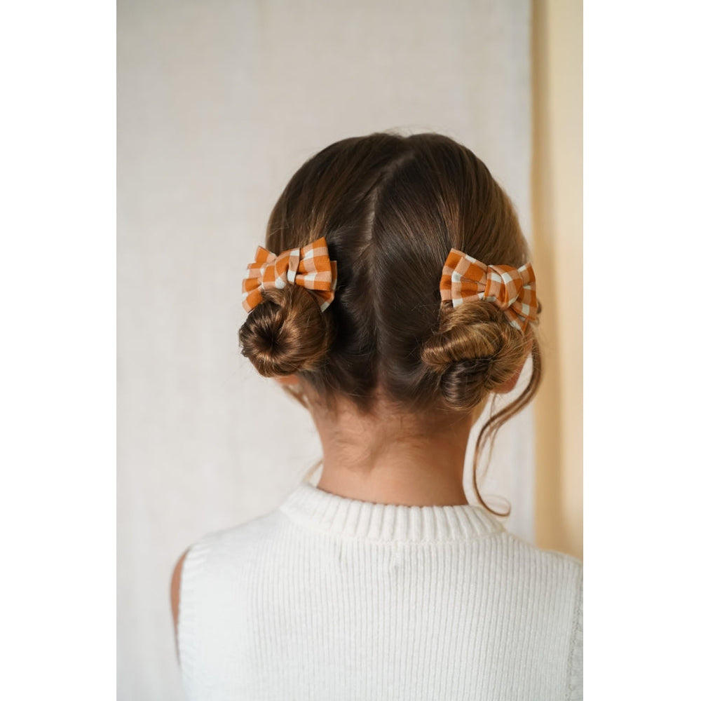 GRECH & CO. Pigtail Bow Hair Clips set of 2 Hair accessories Sienna Gingham