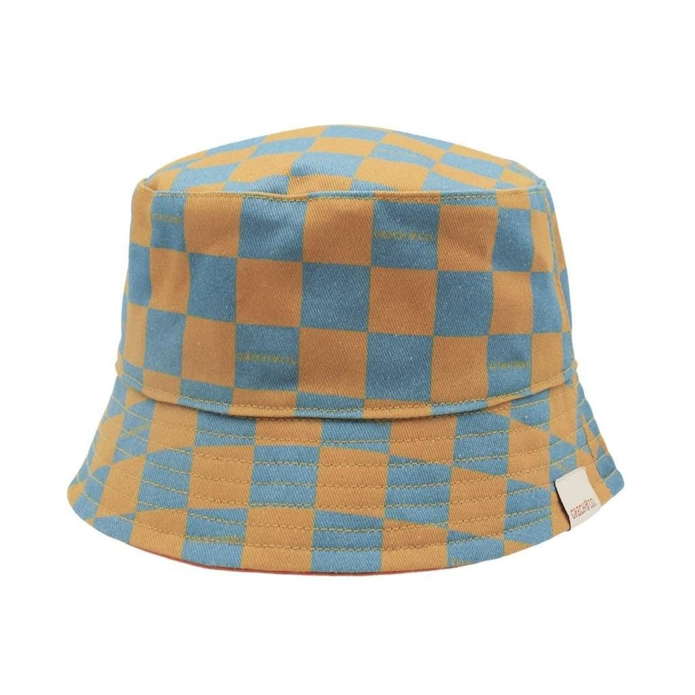 GRECH & CO. Reversible Bucket Hat Hats Checks  Laguna + Wheat