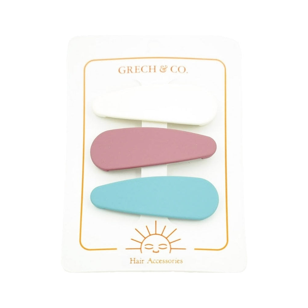 GRECH & CO. Snap Clip set of 3 Hair clips Dove White, Mauve Rose, Sky Blue