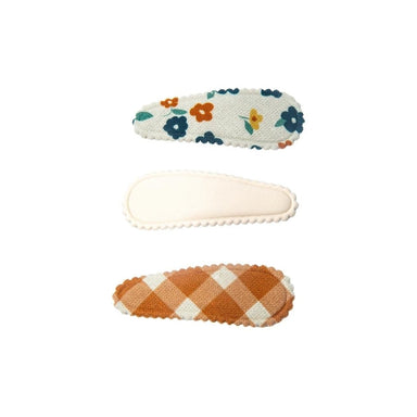 GRECH & CO. Snap Clips Combi set of 3 Hair accessories Sienna Gingham + Meadow