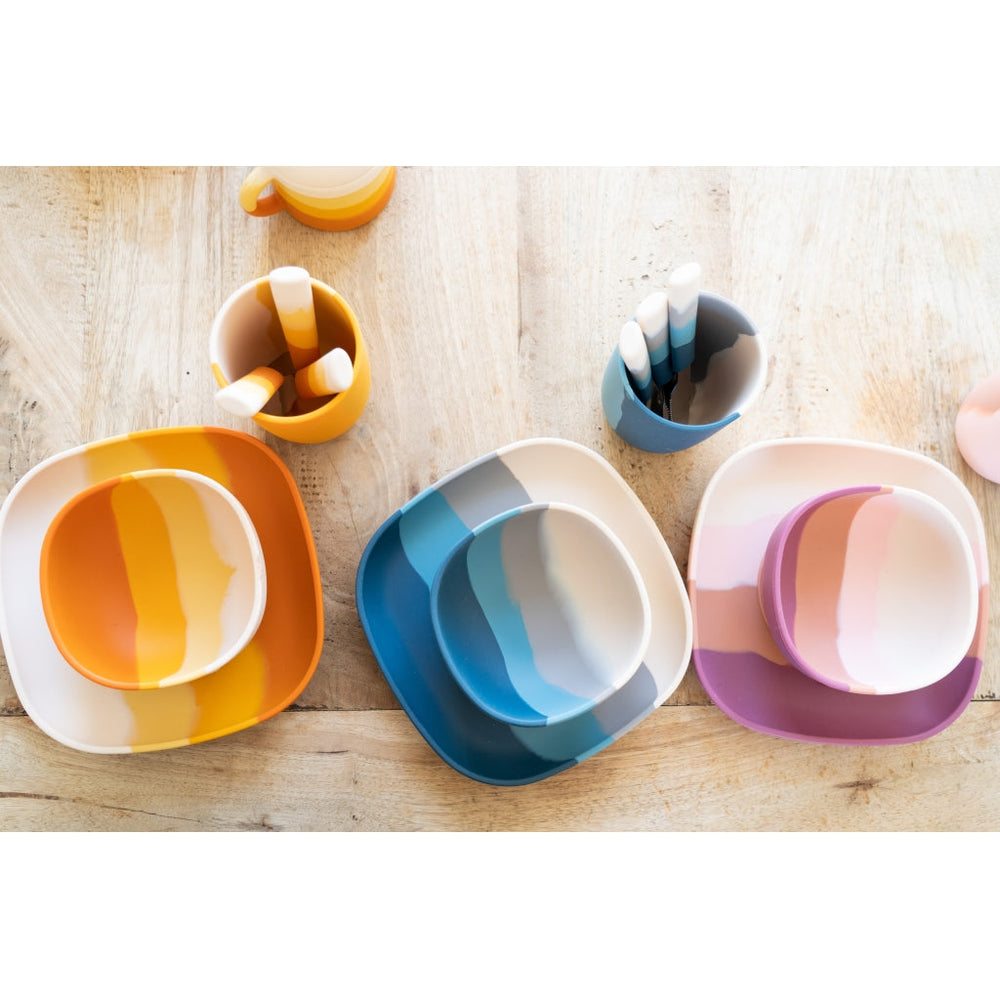 GRECH & CO. Suction Silicone Bowl | Color Splash Collection Tableware Desert Teal Ombre